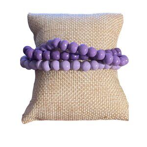 Vintage Teng Yue Multi Strand Bracelet Purple Beads Snap Closure Estate 7.5"